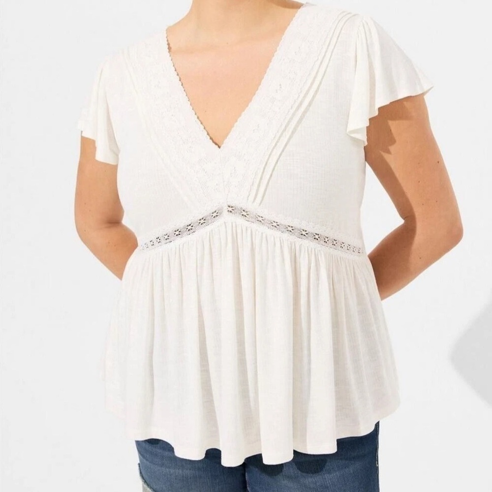 Super Soft Ribbed top with lace